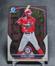 Elijah Green Chrome Prospect Rookie 2023 Bowman Card BCP-23 Washington Nationals. rookie card picture