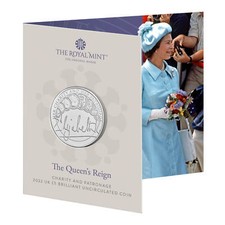 2022 Queen's Reign Charity Patronage UK &pound;5 BU Coin in Royal Mint Sealed BU Packs