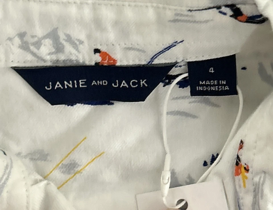 Janie and Jack Niños Camisa Abotonada 4 Vacaciones Invierno Esquí Nieve NUEVO Blanco Azul Foto 4 de 4
