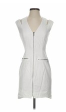 Bebe Bodycon Dress Women Small White Cutout Shoulder Zip Front Sexy Club