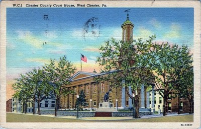 Linen Postcard West Chester US Chester County Court House