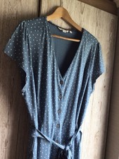 Boden Blue & White Polka Dot Maxi Belted Jersey  Dress Size 20