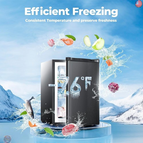 2.1 Cu.ft Upright Freezer, Small Mini Freezer with Adjustable Thermostat, - Picture 3 of 7