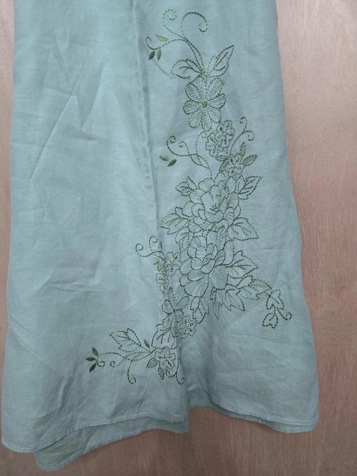 Plus Size JM Collection 16W Linen Maxi skirt beaded floral embroidery - Image 3 of 4