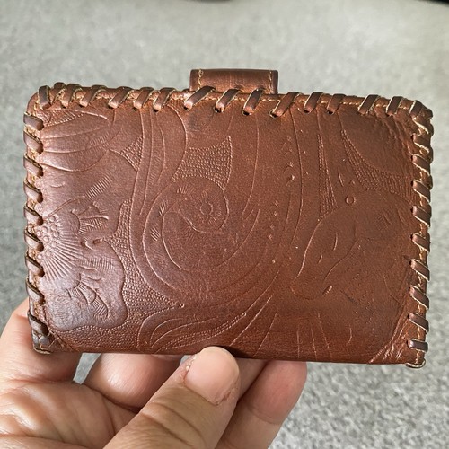 Vintage Polo Country Ralph Lauren Tooled Leather Wallet Floral Western Weave - Picture 4 of 15