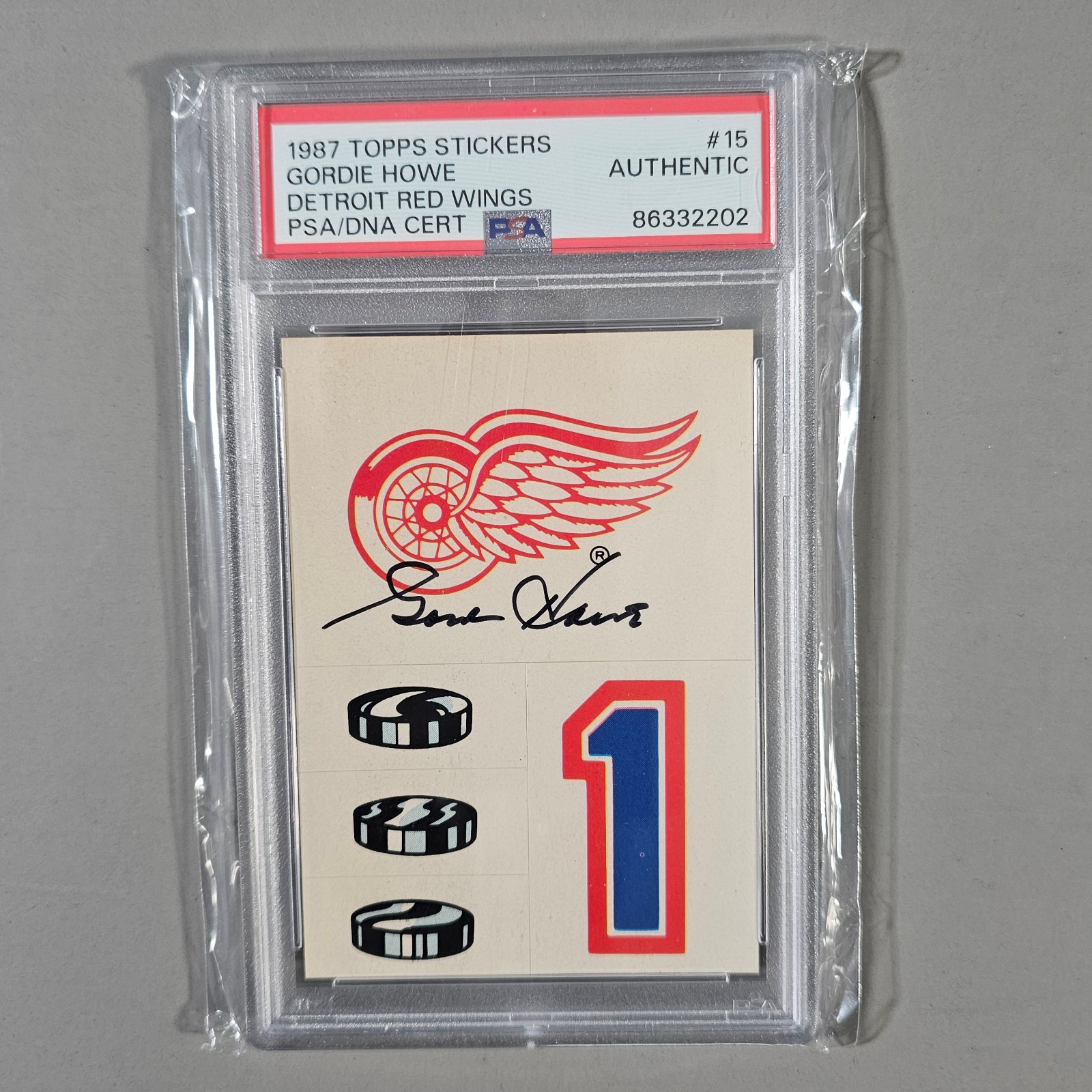 1987 Topps Stickers GORDIE HOWE "Hall of Famer" #15 PSA/DNA Auto Authentic