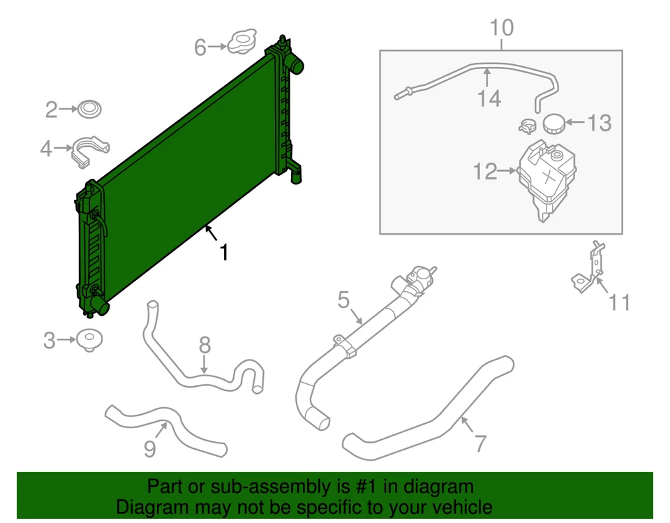 Nissan Altima 2007-2018 genuino - Conjunto de radiador 21410-ZN50B Foto 3 de 3