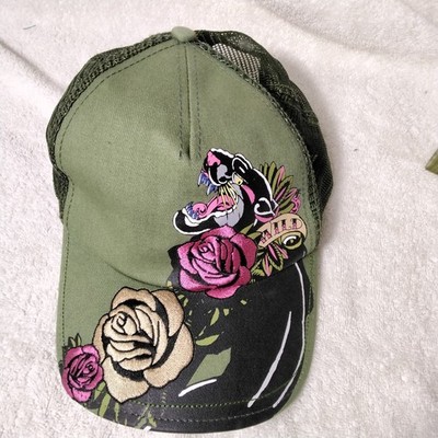Pink Cookie Hat Cap Snap Back Mesh Embroidered Roses Panther Wild Adjustable