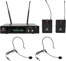 RWM81U Dual UHF Wireless Headset Guitar Microphone System, LCD Display, Long R