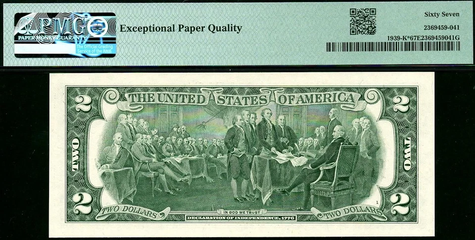 2009* $2 Dallas STAR • Low Serial Federal Reserve Note FRN • 1939-K* PMG 67 EPQ - Image 2 of 2