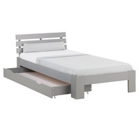 Holzbett 90X200 Mit Lattenrost Einzelbett Bettkasten Grau Futon Bett Homestyle4U