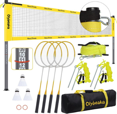 Portable Outdoor Badminton Net Set System for Backyard Lawn Beach, with Durable 