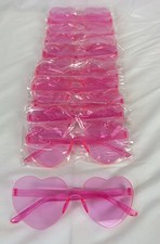 Lot of 12 Rimless Pink Heart Shape Sun Glasses Transparent Party Photos Adult Sz