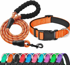 Reflective Dog Collar Padded w/ Soft Neoprene Breathable Adjustable Nylon Collar