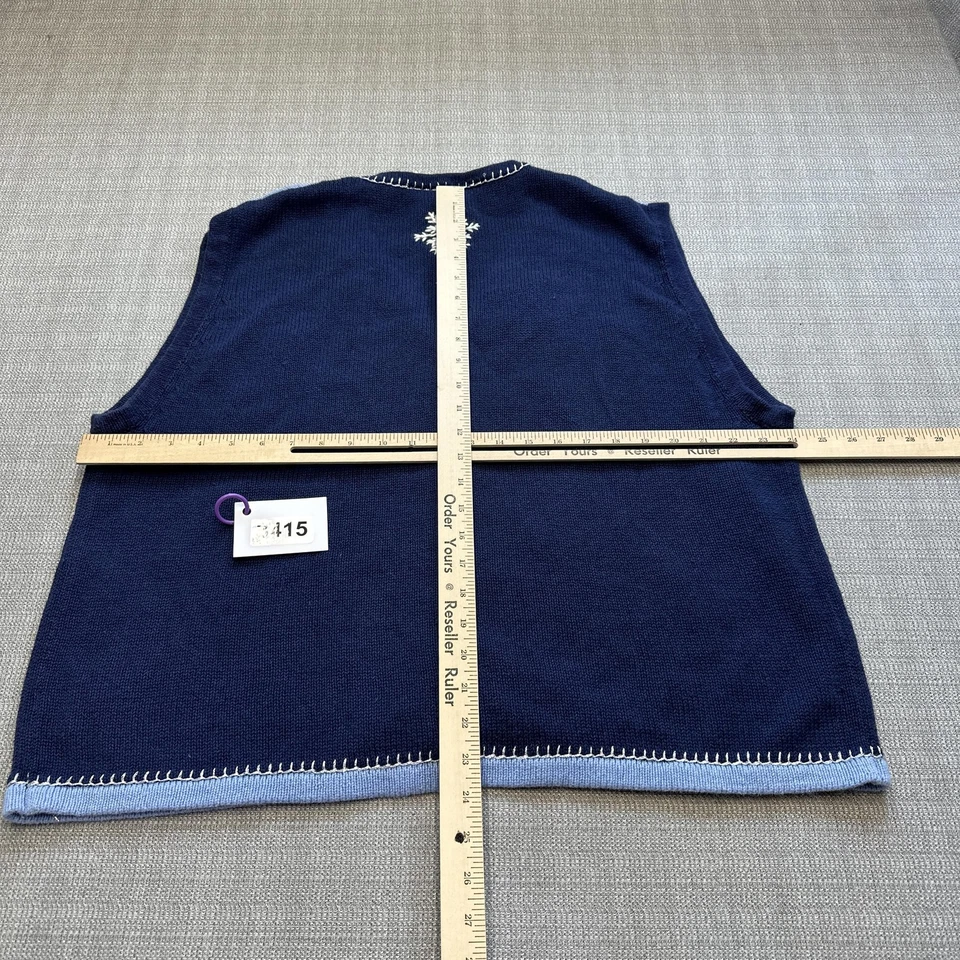 Chaleco Suéter All Points Mujer 18W 20W Azul Escarchado Muñeco de Nieve Copo de Nieve Vacaciones Foto 4 de 4