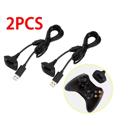 USB Charging Cable Replacement Charger For Xbox 360 Black Wireless Controller