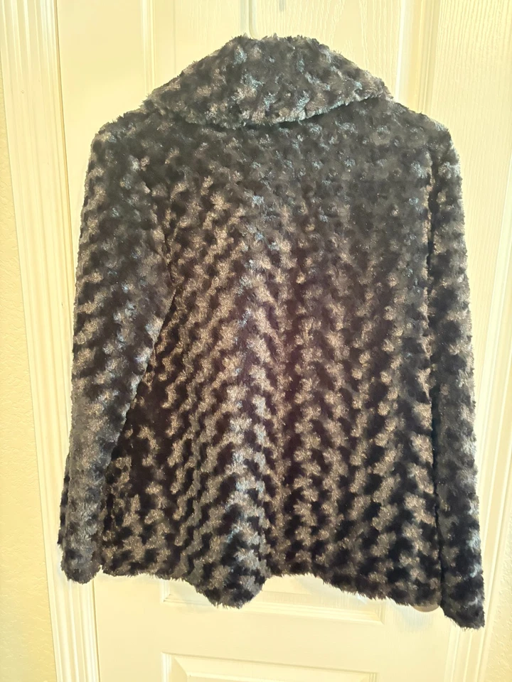 Damselle New York Faux Fur Black Button Jacket - Image 2 of 3