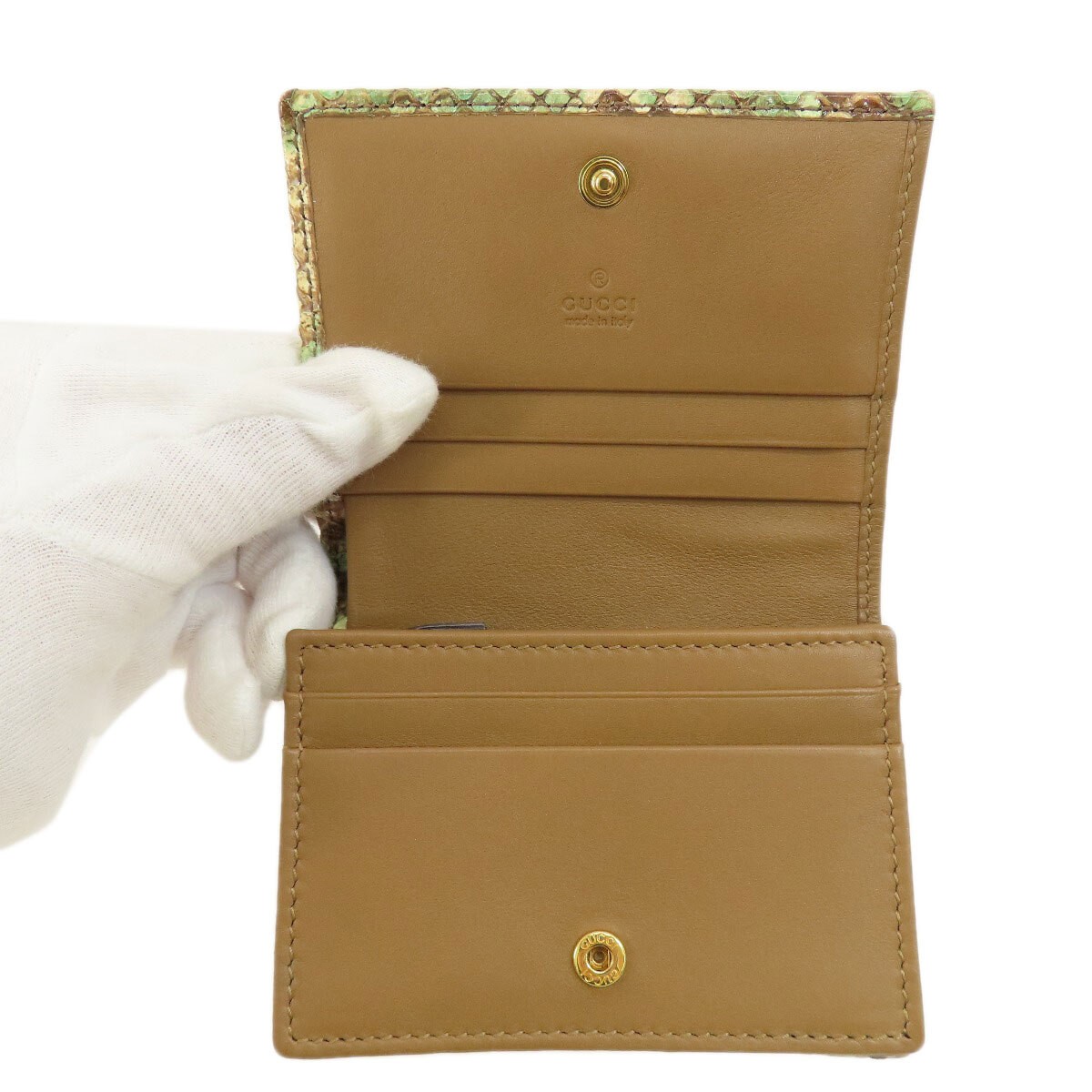 GUCCI 456126 Python Logo Metal Compact Wallet Bi … - image 4