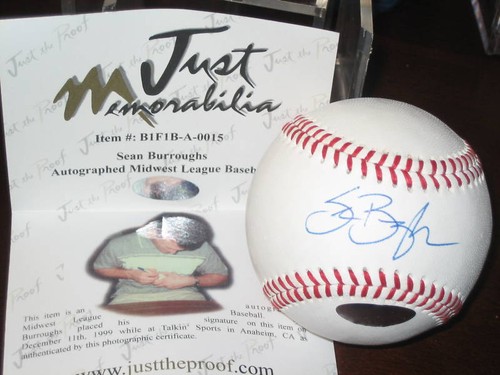 SEAN BURROUGHS AUTOGRAPHED SIGNED OFFICIAL BASEBALL COA - Picture 3 of 11