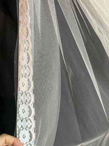 Vintage 70s Off White Headpiece Long Veil Hair Comb Bridal Wedding Fascinator - Picture 10 of 10