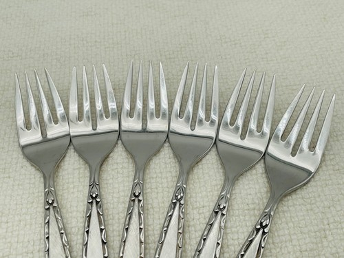 Vintage Oneida Community Venetia Edelstahl brüniert (6) Salatgabeln - Bild 3 von 8