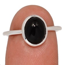 Black Onyx - Brazil 925 Sterling Silver Ring Jewelry s.7 CR71890