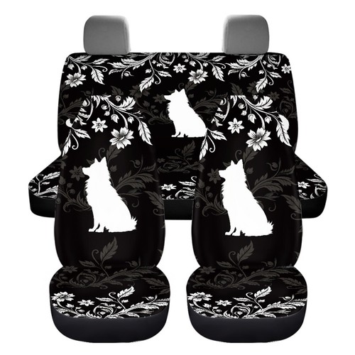 Gray Plants And Wolves Universal Car Seat Cover Protector 3pcs Auto Front Rear - Imagen 2 de 11