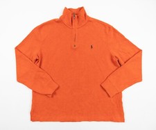 Polo Ralph Lauren Sweater Mens Large Orange 1/4 Zip Pullover Mock Neck Preppy