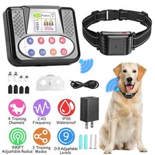 990FT Dog Wireless Fence Remote Waterproof Training Collar Beep Vibration Shock