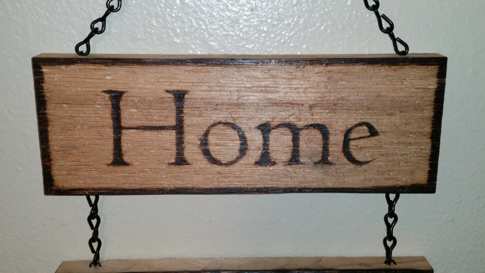 Rustic 'Home Sweet Home' Wood Hanging Sign - Image 4 of 4