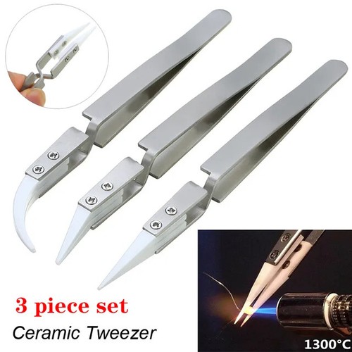 Confezione da 3 pinzette per saldatura elettronica a punta diritta ceramica Chuck pinzette in ceramica - Foto 27 di 28