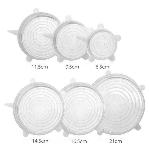 12 /6pcs Reusable Silicone Stretch Lids Kitchen food Storage Wraps Cover Various - Picture 12 of 16
