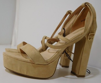 WOMENS STONE NUDE CROSSOVER WEDGE PLATFORM STRAPPY LADIES SANDALS SHOE SIZE 3-8 | eBay