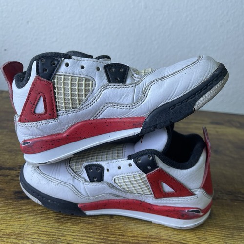 Nike Jordan 4 Retro Red Cement Boys Size 12C Shoes Sneakers BQ7669-161 No Laces - Picture 7 of 8