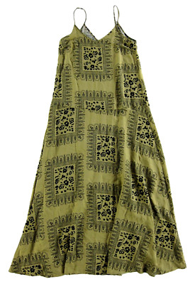 NWT Vero Moda Rayon Green Black Floral V-Neck Long Maxi Tank Slip Dress Small