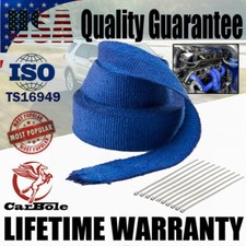 Blue 2 X 50 Manifold Header Wrap Exhaust Thermal Tape Kit 10 Stainless Ties