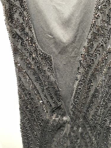 Lily McBee Kleid schwarz verziert Pailletten Perlen Party U-Ausschnitt L - 32" Brustumfang - Bild 9 von 13