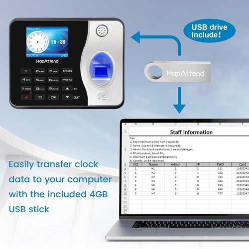 Clock in Clock Out Machine Biometric Fingerprint Attendance Machine Time Clocks - Picture 4 of 8