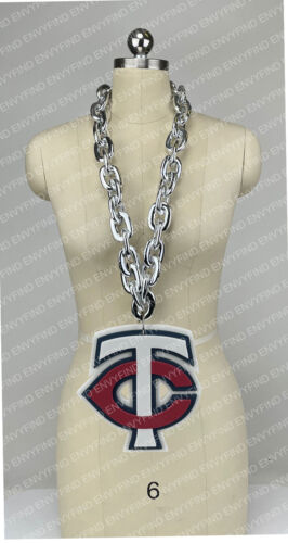 New Mlb Minnesota Twins Jumbo Big Silver Fan Chain Necklace Foam