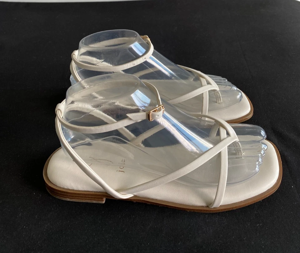 Sandalias para mujer Joie Vida talla 7M de cuero con tiras en el tobillo planas blancas Foto 3 de 4