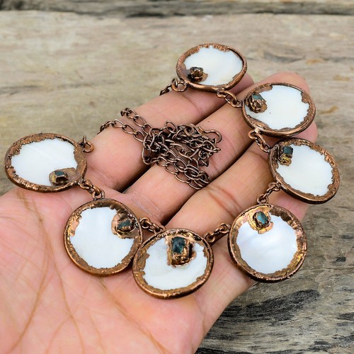 Mother Of Pearl Copper Gift For Bestie Electroformed Adjustable Necklace 18.0" - 第 6/6 張圖片