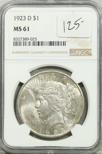 1923 D Peace Silver Dollar NGC MS 61 Uncirculated Obv Die Cracks #9-025