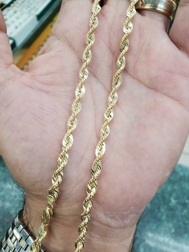 14k yellow gold 5 mm diamond cut rope 