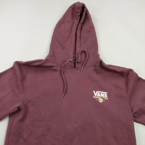 Vans Hoodie Mens Medium Long Sleeve Hooded Burgundy Pullover Pockets Outdoors - Picture 3 of 12