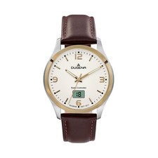 Dugena Herren-Armbanduhr 4460862 Tresor Funk, Edelstahl, Lederarmband, 10 bar