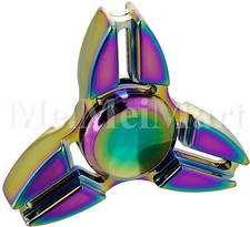 Rainbow Hand Spinner Tri Fidget ADD ADHD Stuffer Focus Finger Desk Toy Gyro USA