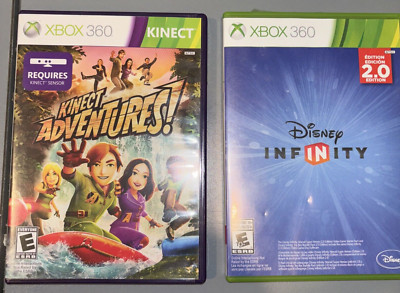 Xbox 360 Lot of 2 - Kinect Adventures & Disney Infinity - Free Shipping