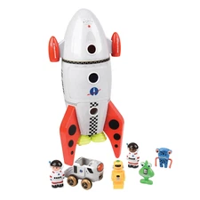 Space Mission Rocket Ship Toy, Includes Astronaut Figurines, Aliens and Vehicle,