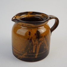 Keramik Wasserkrug Braun Laufglasur Vintage ca. 12 cm hoch