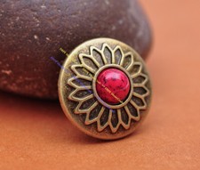 10X HEAVY RETRO FLOWER BRASS LEATHERCRAFT WESTERN SADDLE TACK BELT CONCHO 20MM